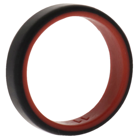 Silicone Wedding 6mm Brush 2Layer Ring - Red-Black by ROQ for Men - 11 mm Ring - Picture 1 of 2